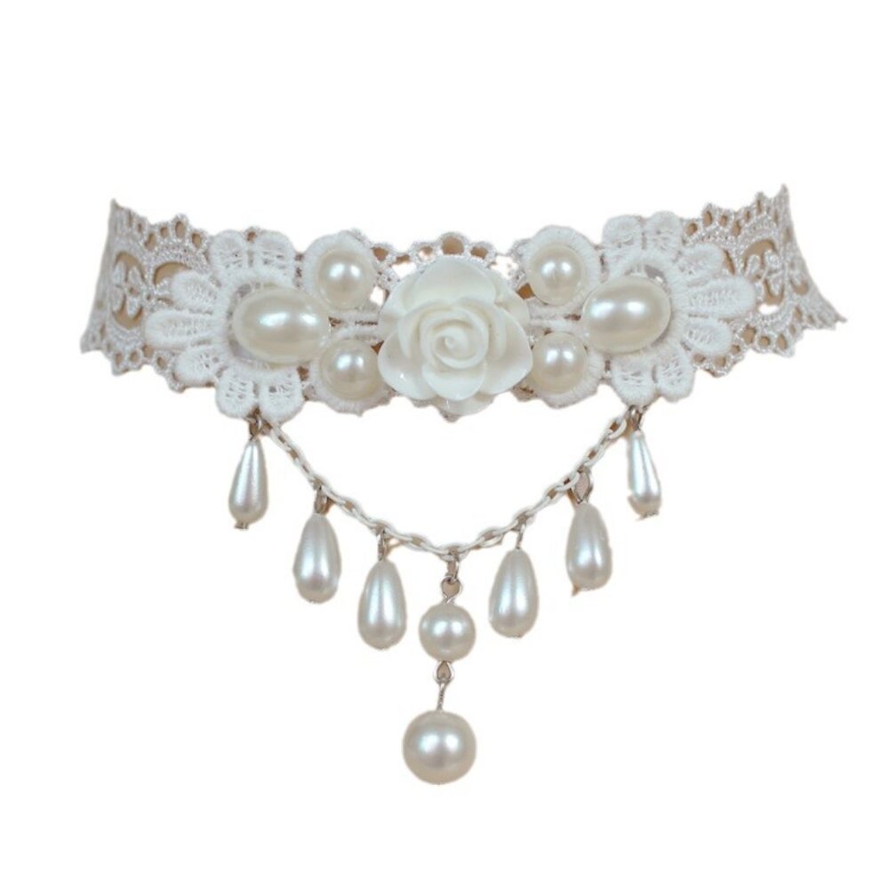 Wedding White Lace Princess Miyanobu Pearl Necklace - Picture 2 of 5